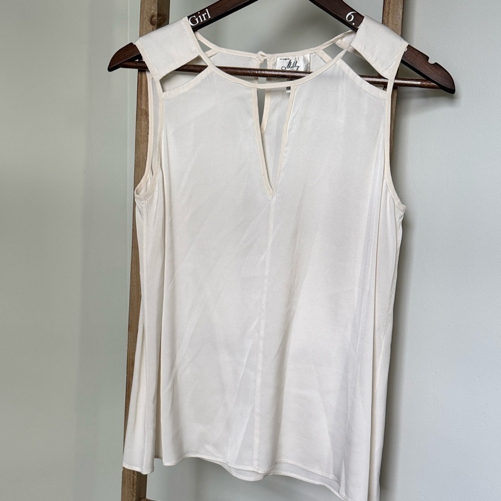 Vintage an original Milly of New York Cream Sleeveless silk Tank Top